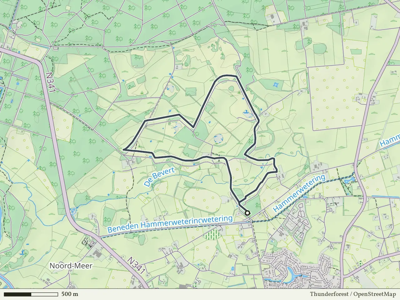 Rode route vanaf Eerder Achterbroek, Den Ham