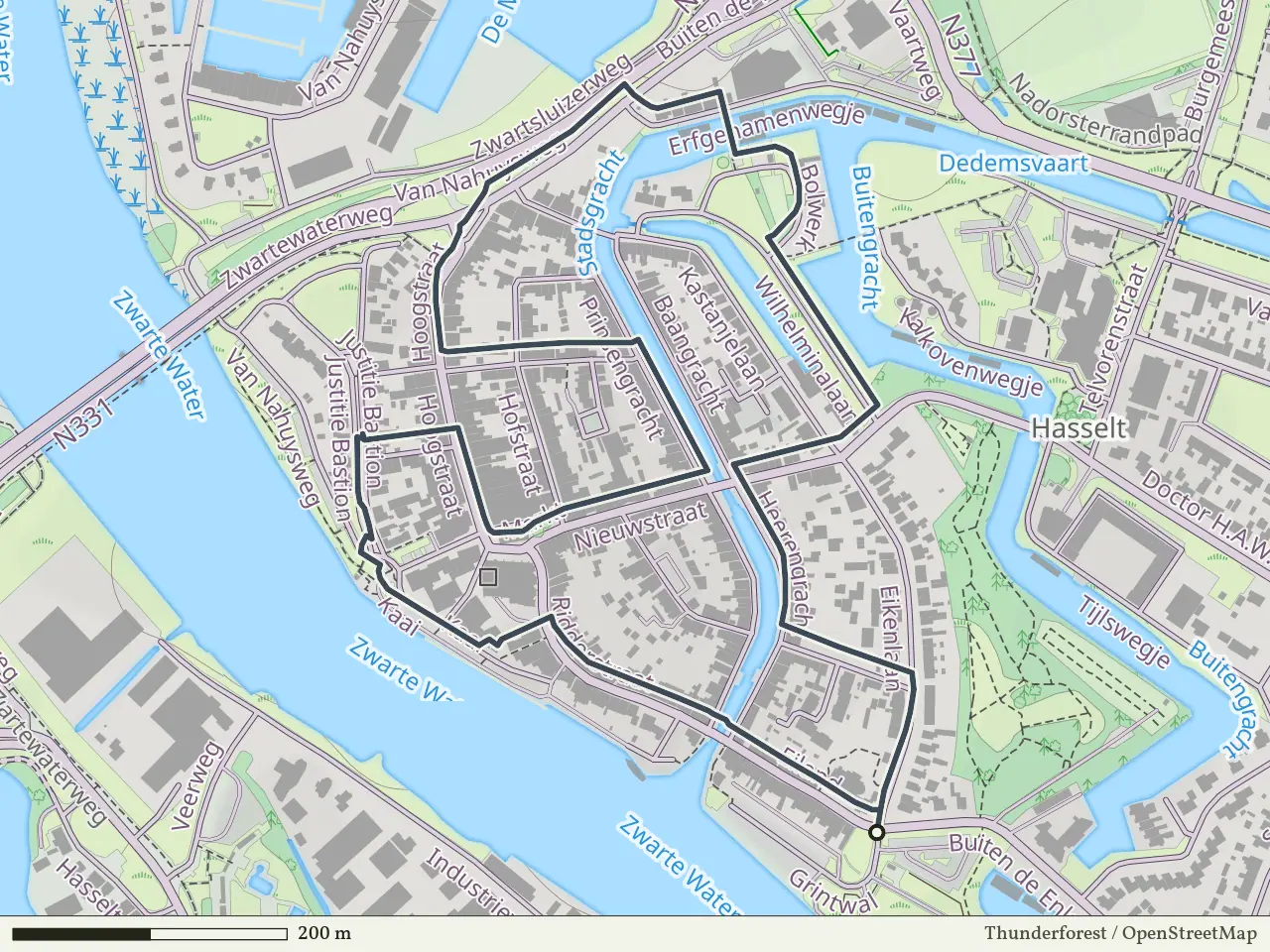 Rode route vanaf Hasselt, IJsseldelta
