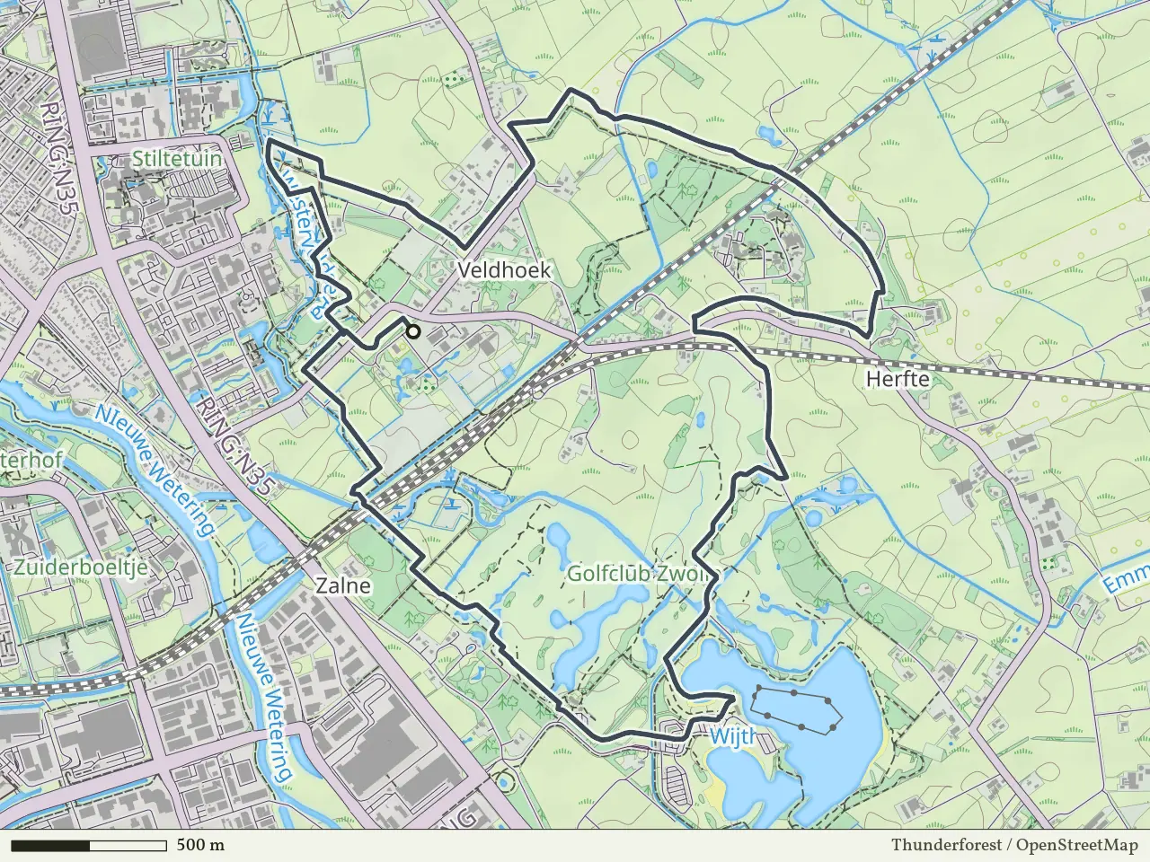 Blauwe route vanaf Herfte, Zwolle