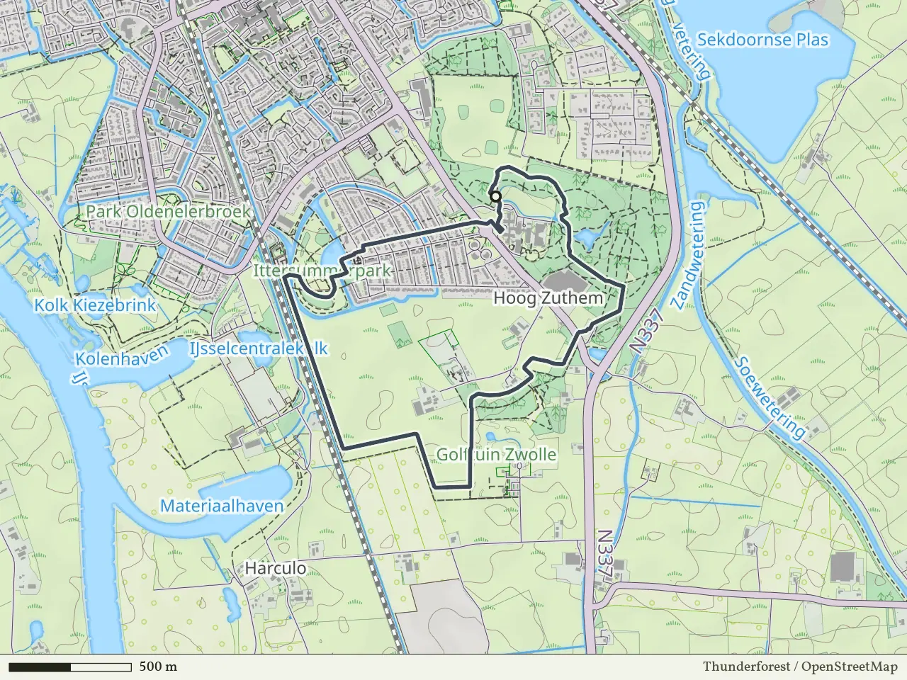 Gele route vanaf Hoog Zuthem, Zwolle