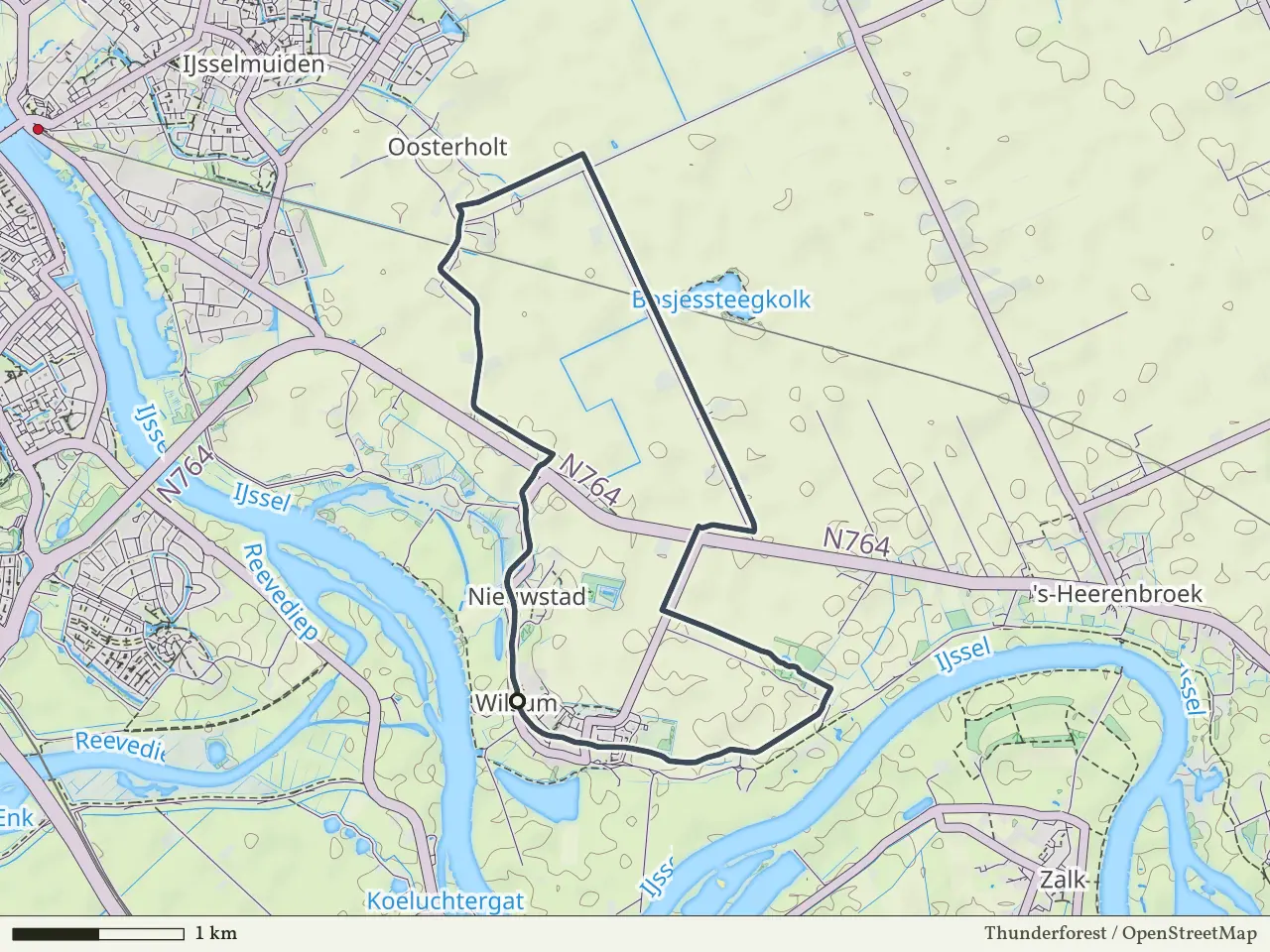 Gele route vanaf Wilsum, IJsseldelta