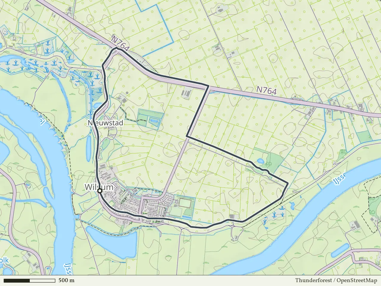 Paarse route vanaf Wilsum, IJsseldelta
