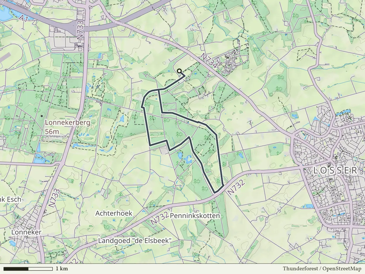 Paarse route vanaf Snippert, Losser