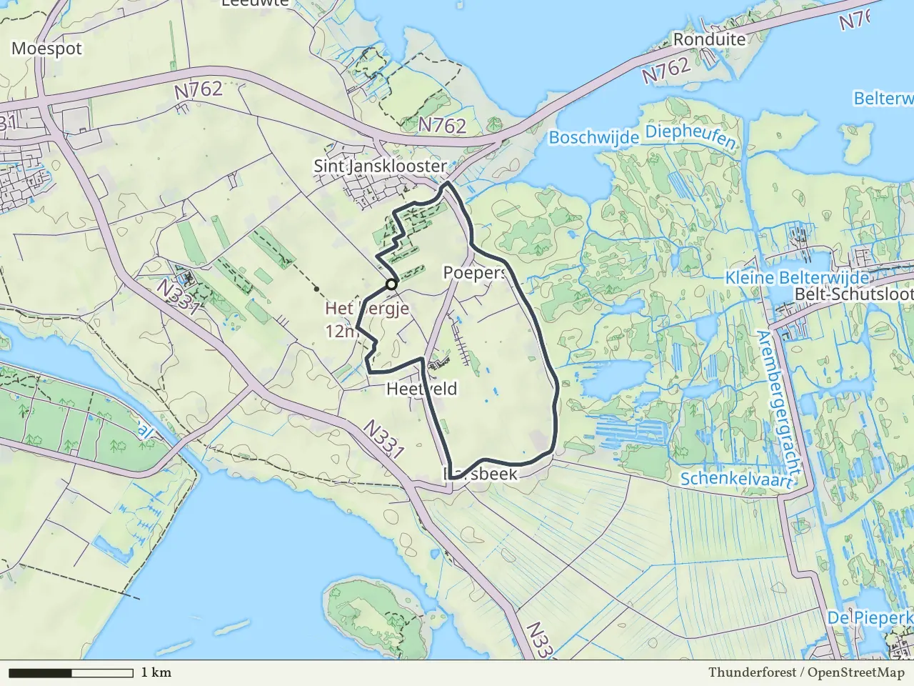 Gele route vanaf Kadoelen, Weerribben-Wieden