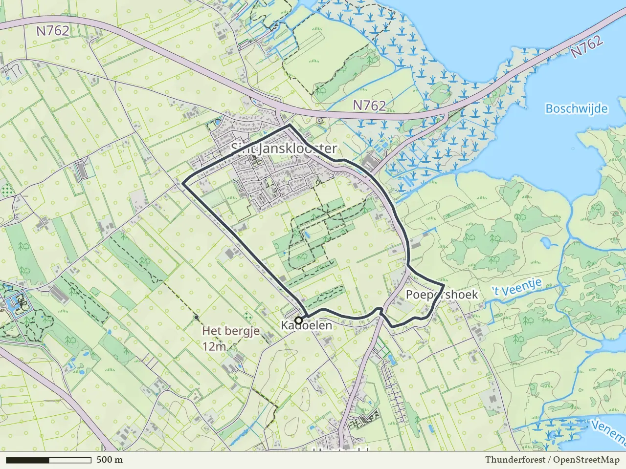 Paarse route vanaf Kadoelen, Weerribben-Wieden