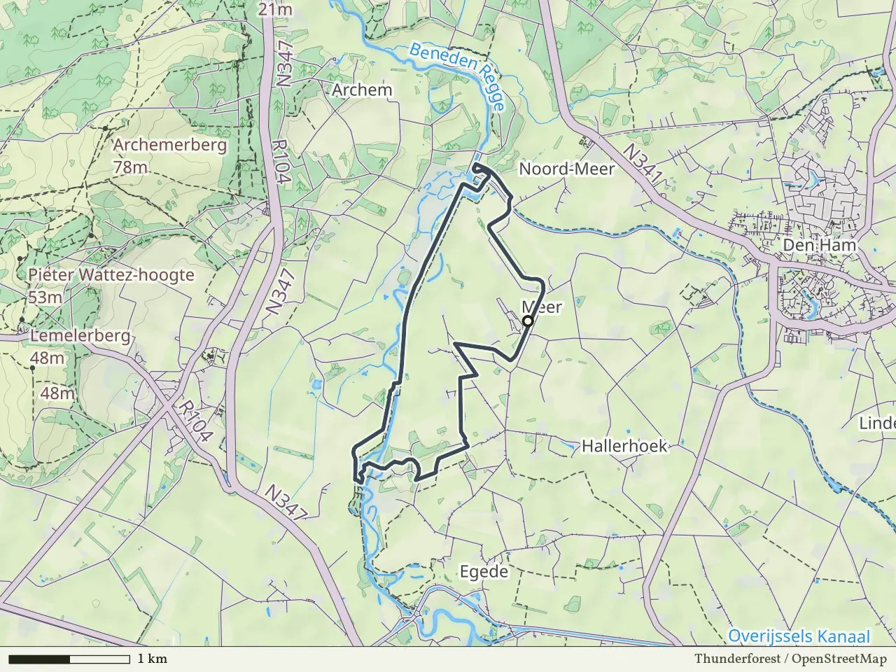 Oranje route vanaf Meer, Den Ham