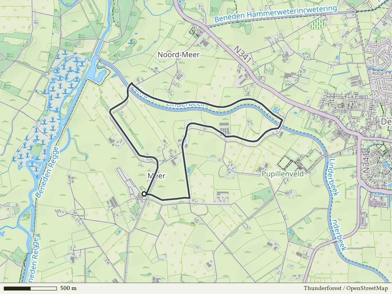 Paarse route vanaf Meer, Den Ham