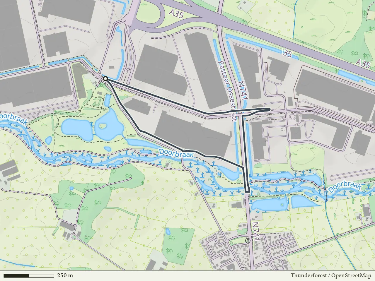 Paarse route vanaf Erve 't Wolbert, Almelo