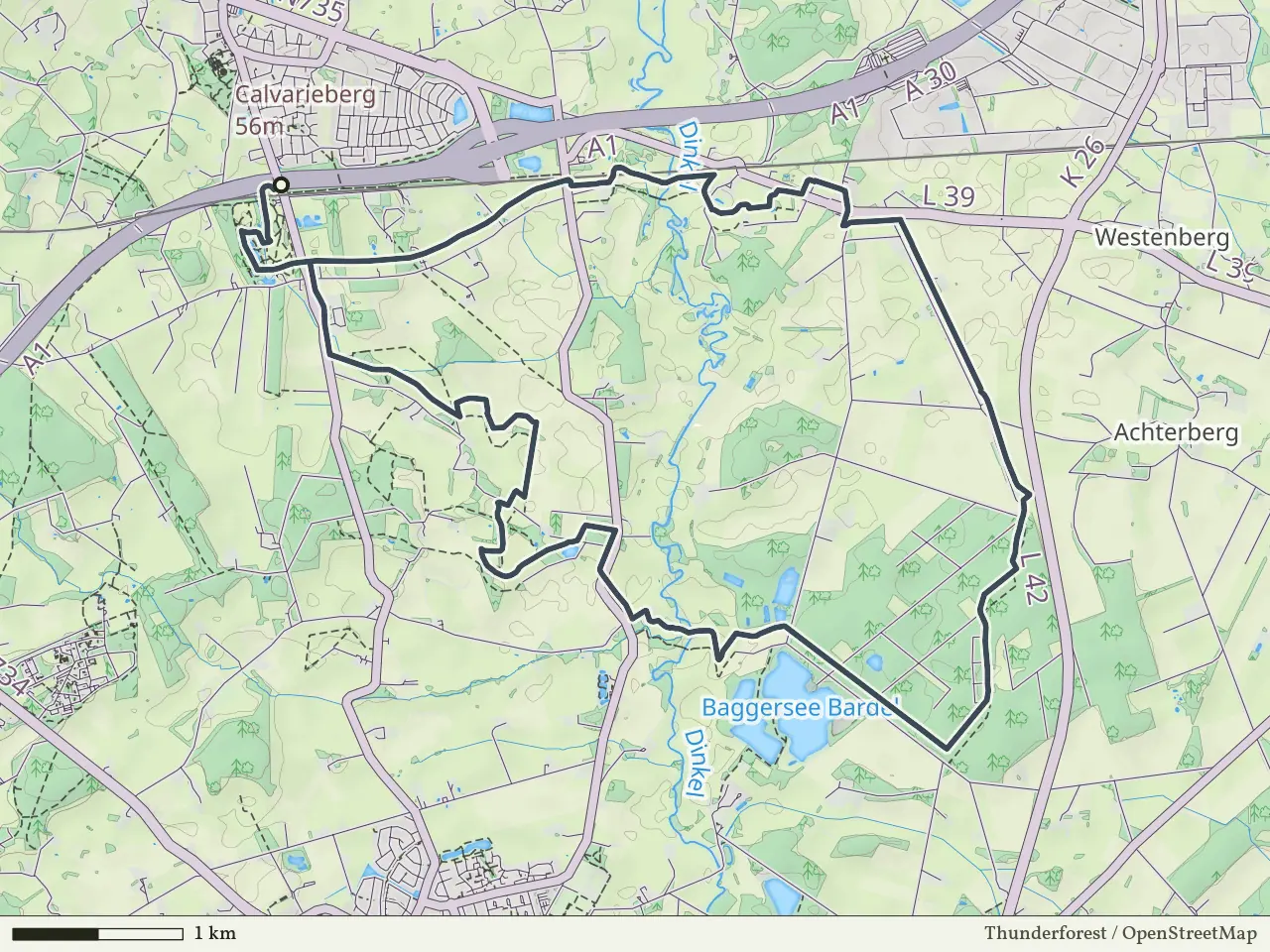 Paarse route vanaf Poort Bulten, Losser