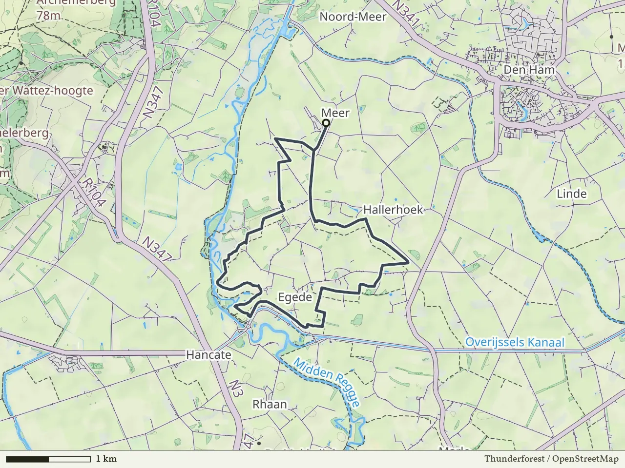 Rode route vanaf Meer, Den Ham