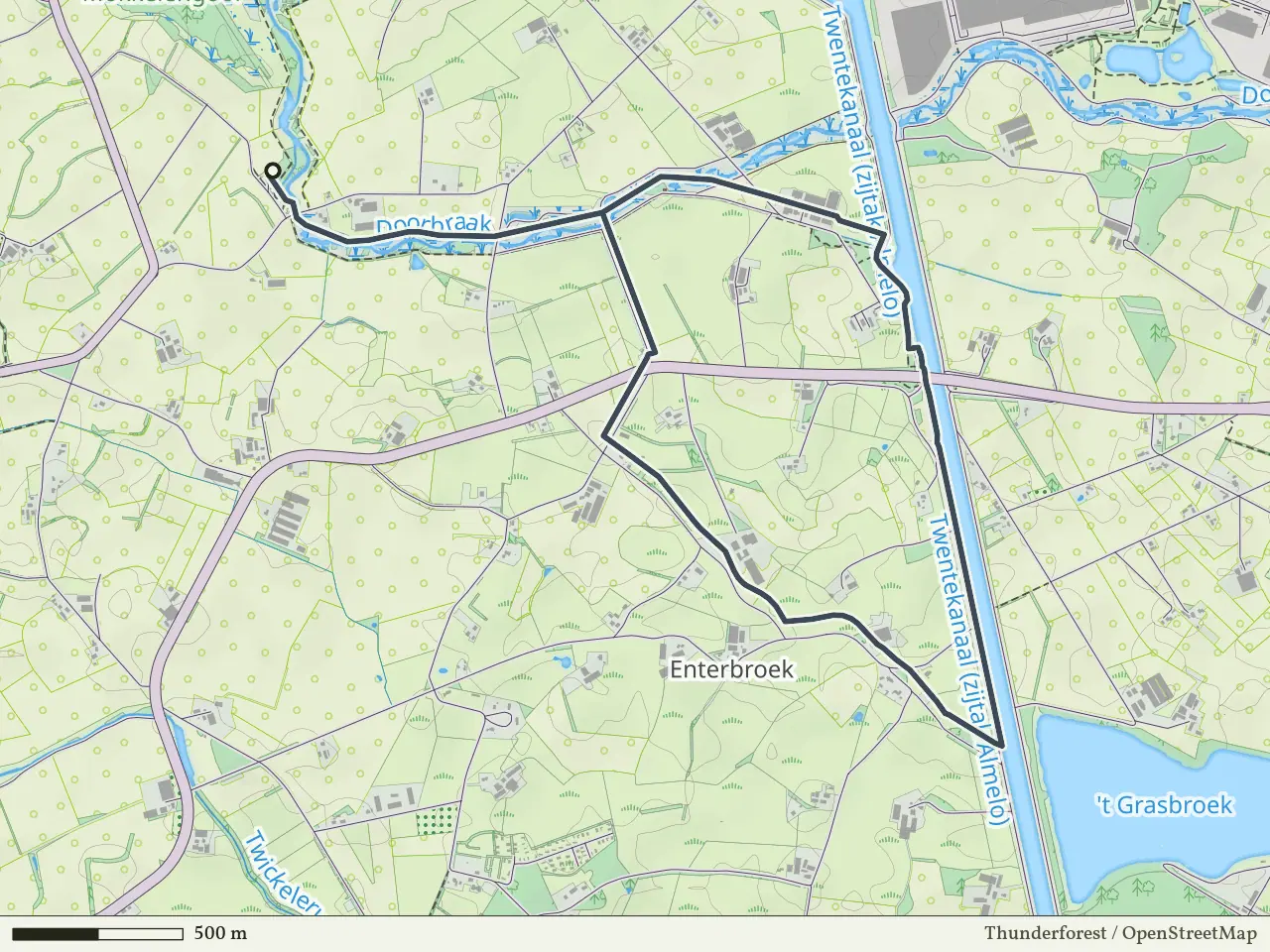 Oranje route vanaf Mokkelengoor, Enter