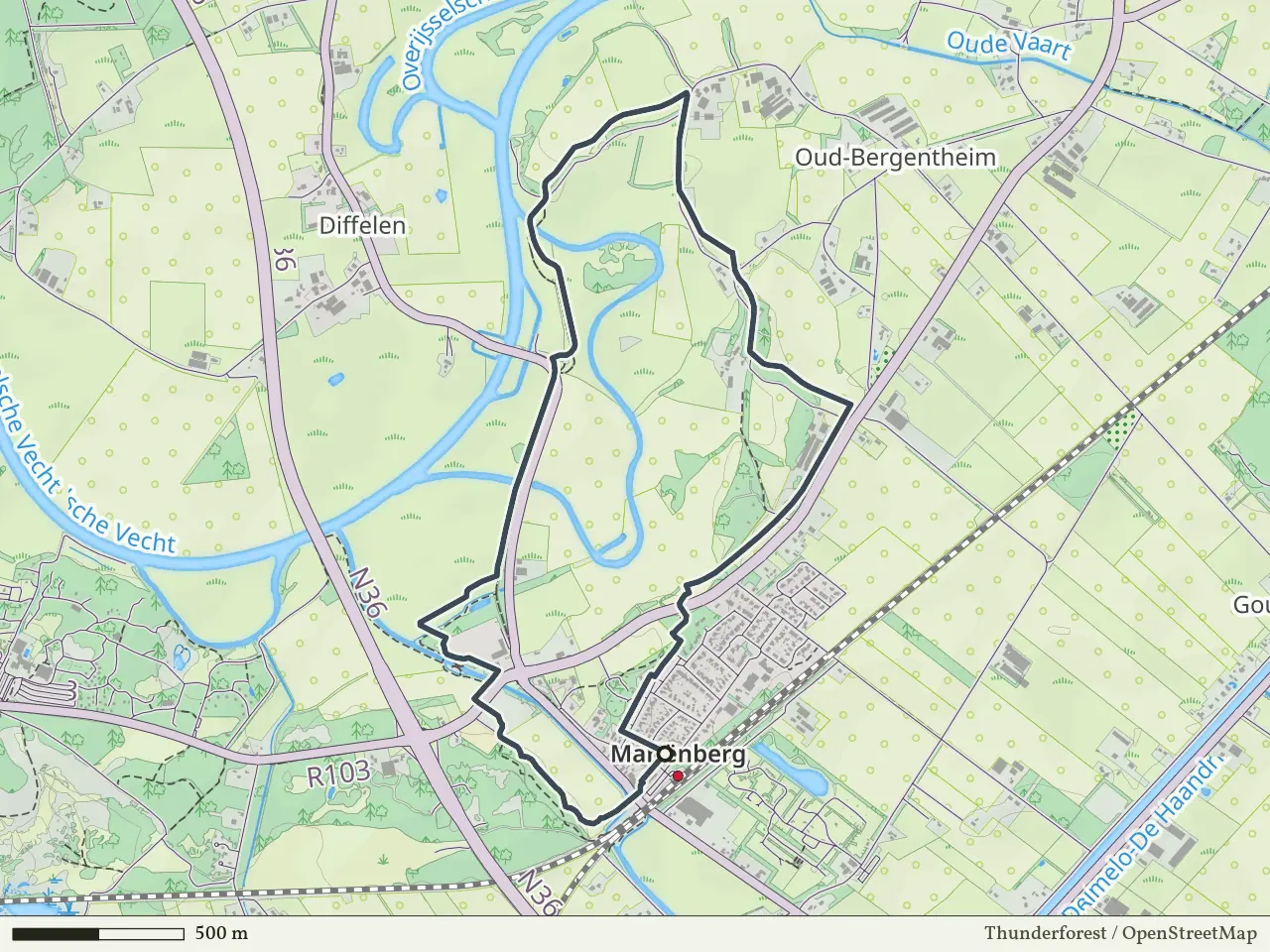 Rode route vanaf Marienberg, Hardenberg Oost