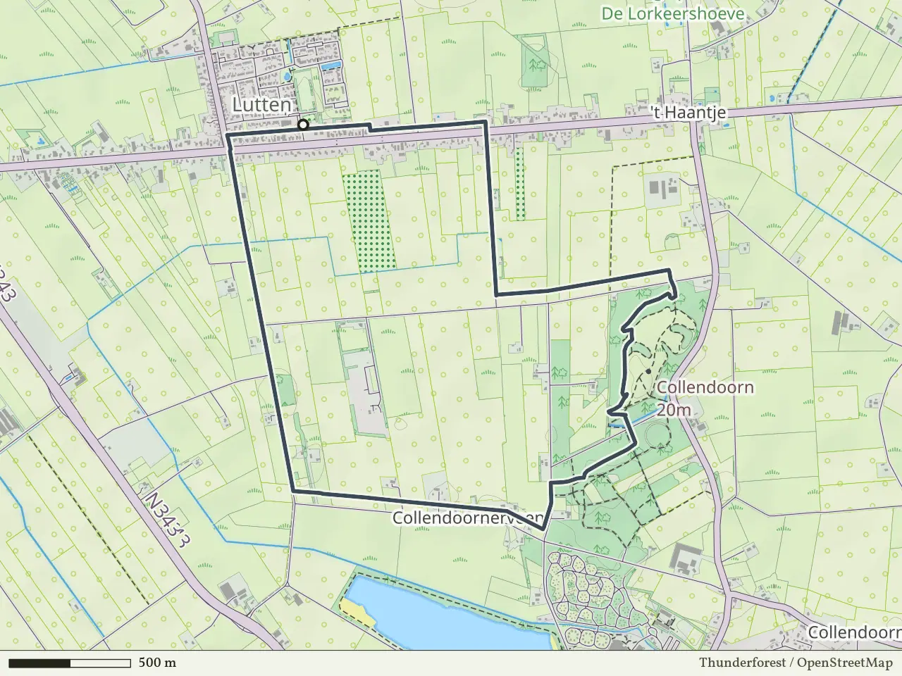 Rode route vanaf Lutten, Hardenberg Oost