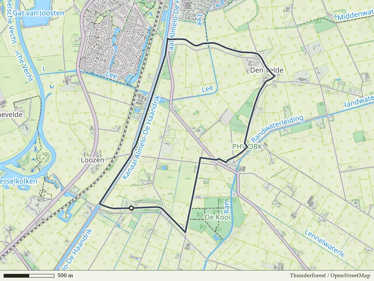 Gele route vanaf Loozerveld, Hardenberg Oost