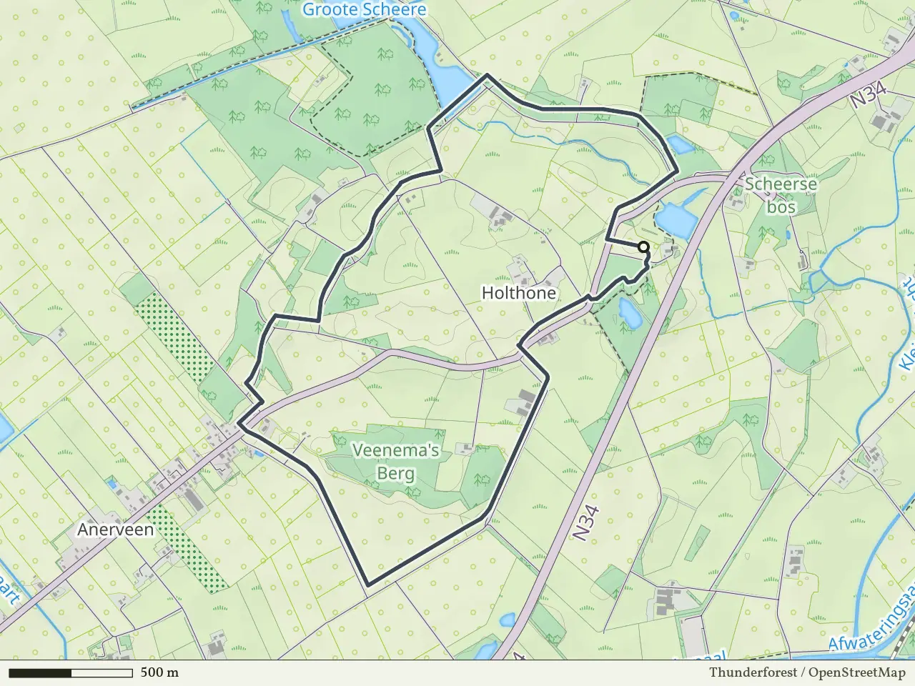 Rode route vanaf Holthone, Hardenberg Oost