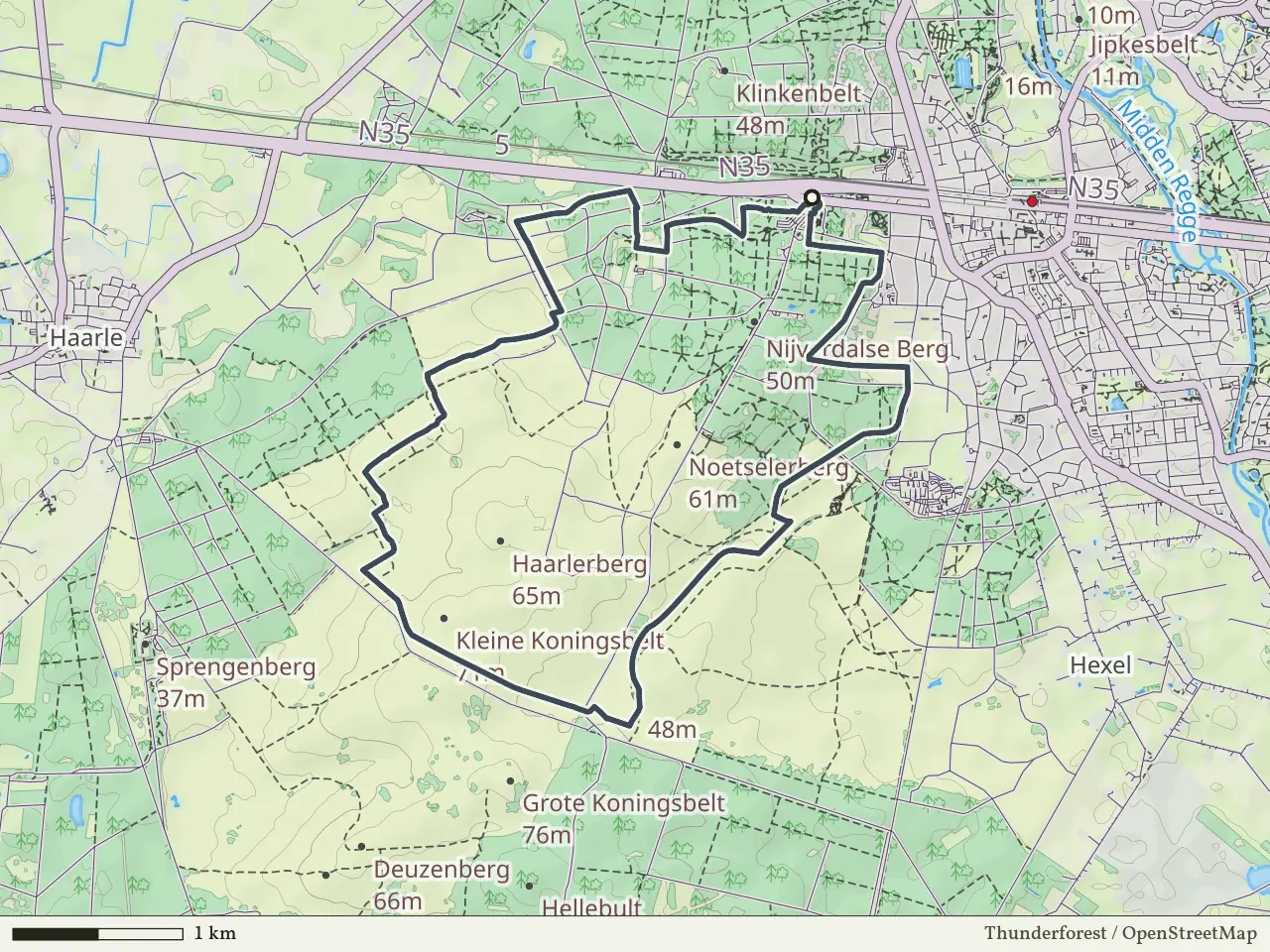Paarse route vanaf Sallandse Heuvelrug, Nijverdal