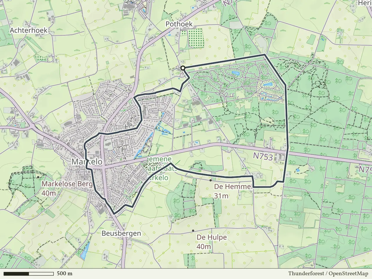 Gele route vanaf Pothoek, Markelo