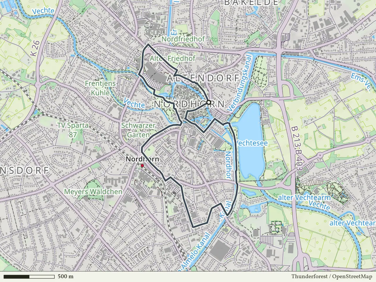 Rode route vanaf Nordhorn, Denekamp