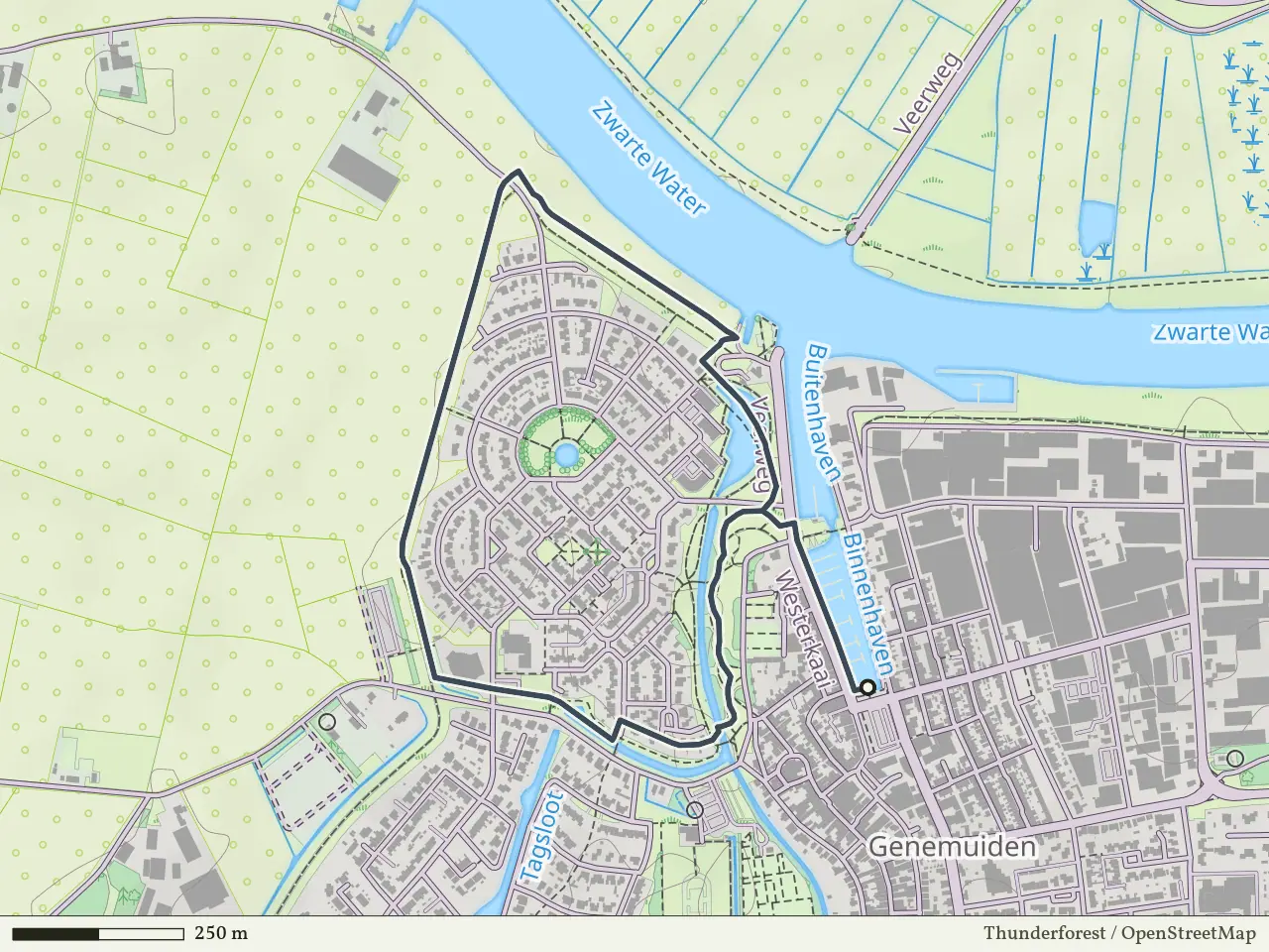 Rode route vanaf Genemuiden, IJsseldelta