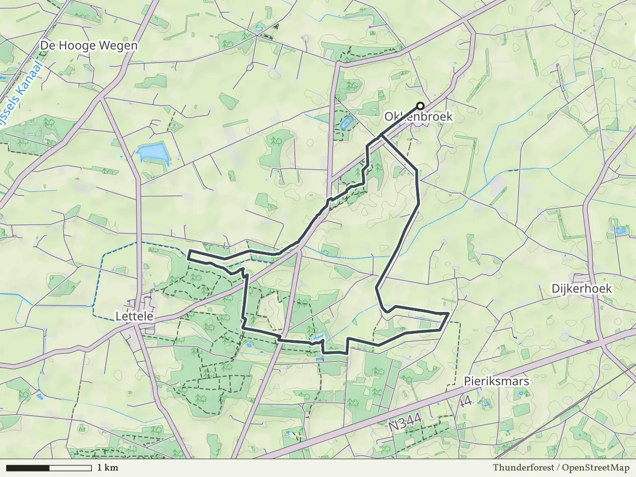 Paarse route vanaf Okkenbroek, Salland