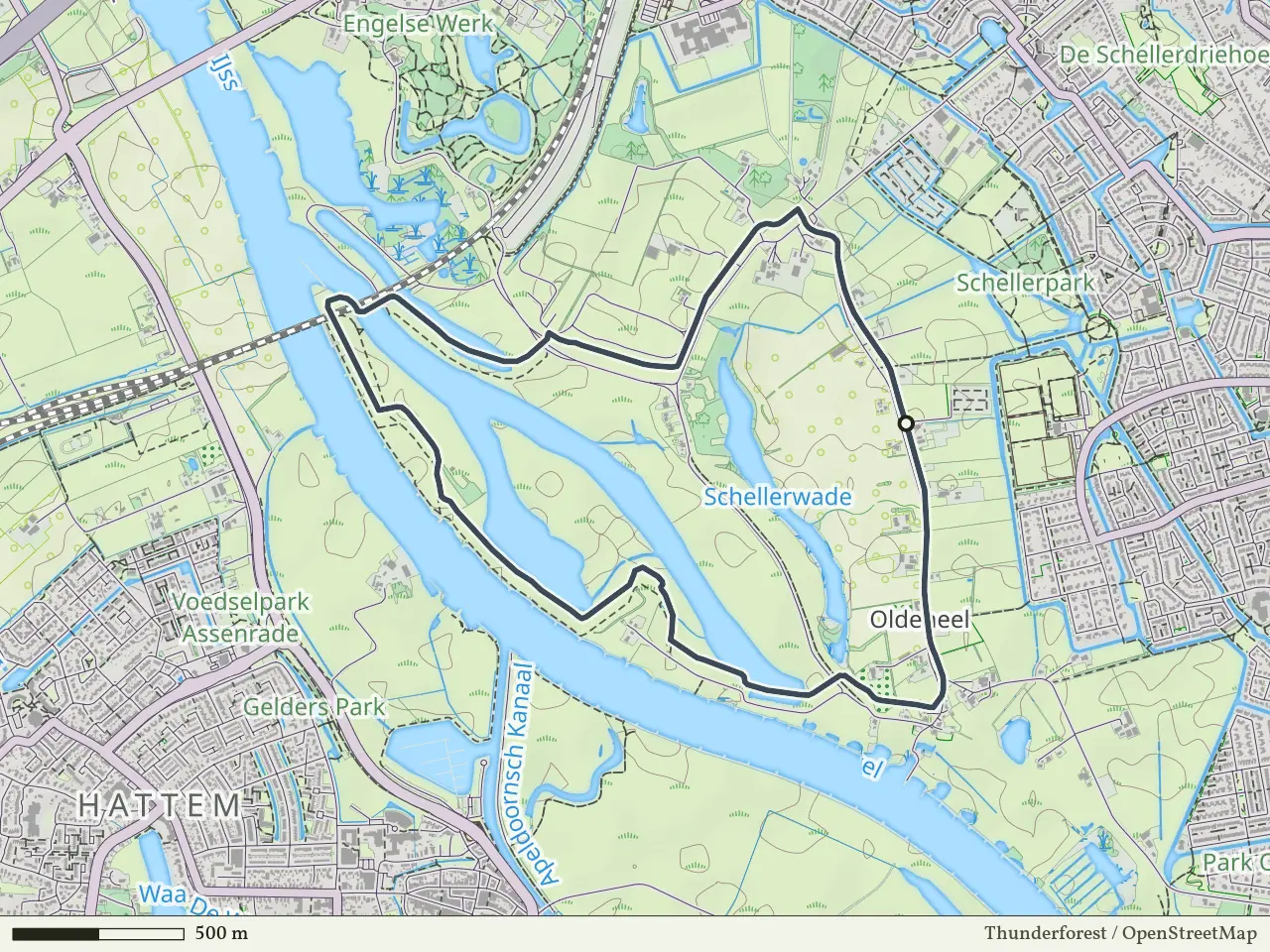 Gele route vanaf Oldeneel, Zwolle
