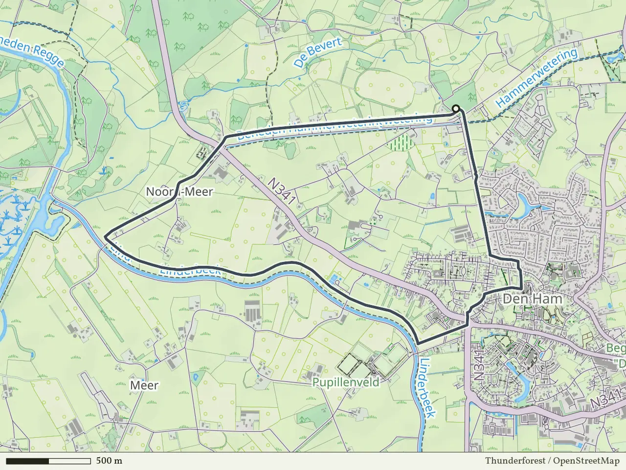 Blauwe route vanaf Eerder Achterbroek, Den Ham