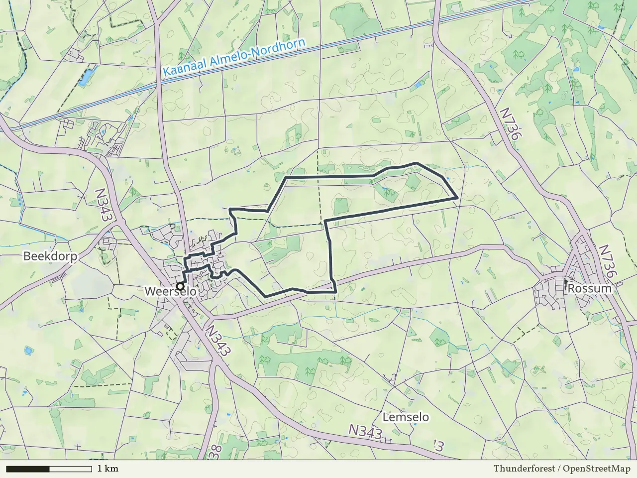 Paarse route vanaf Weerselo, Rossum