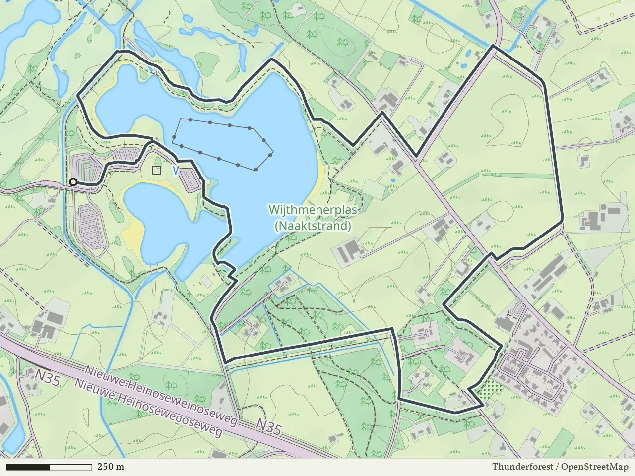 Gele route vanaf Wijthmenerplas, Wijthmen