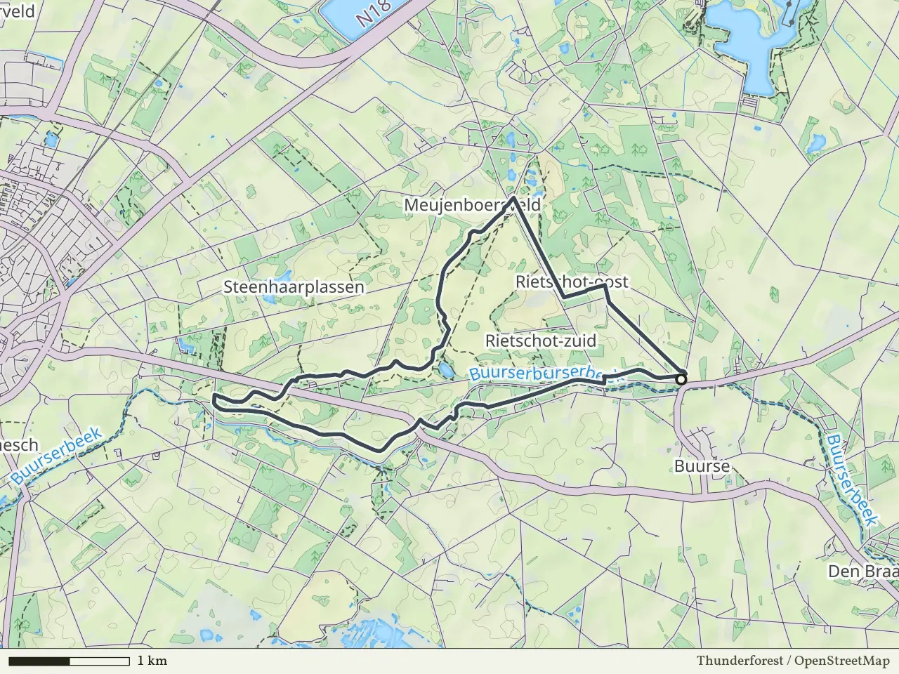 Oranje route vanaf Oortjesbrug, Buurse