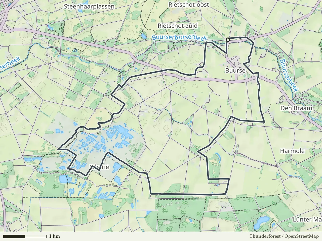 Paarse route vanaf Oortjesbrug, Buurse