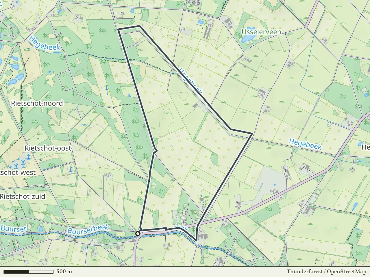Rode route vanaf Oortjesbrug, Buurse