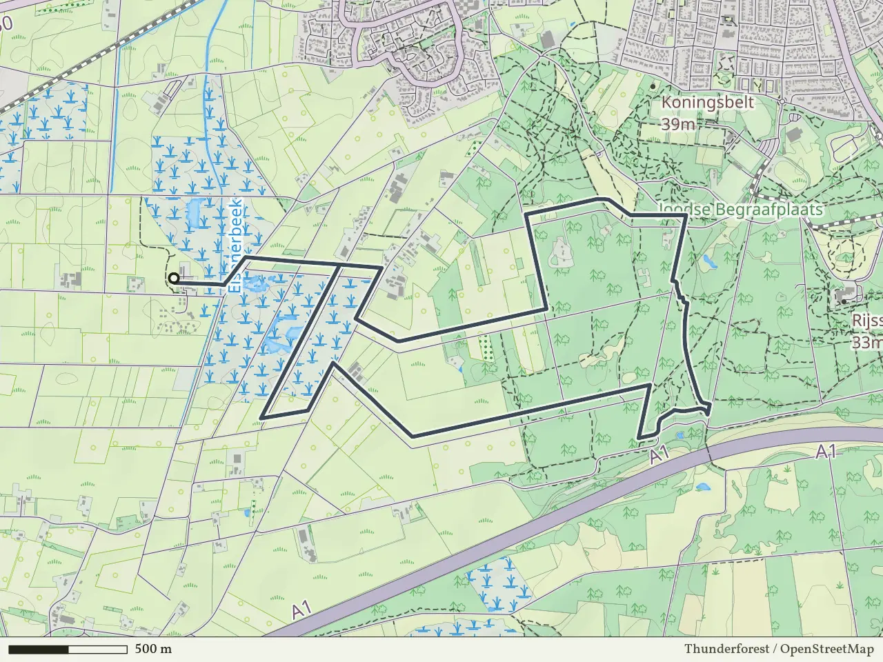 Paarse route vanaf Overveen, Rijssen