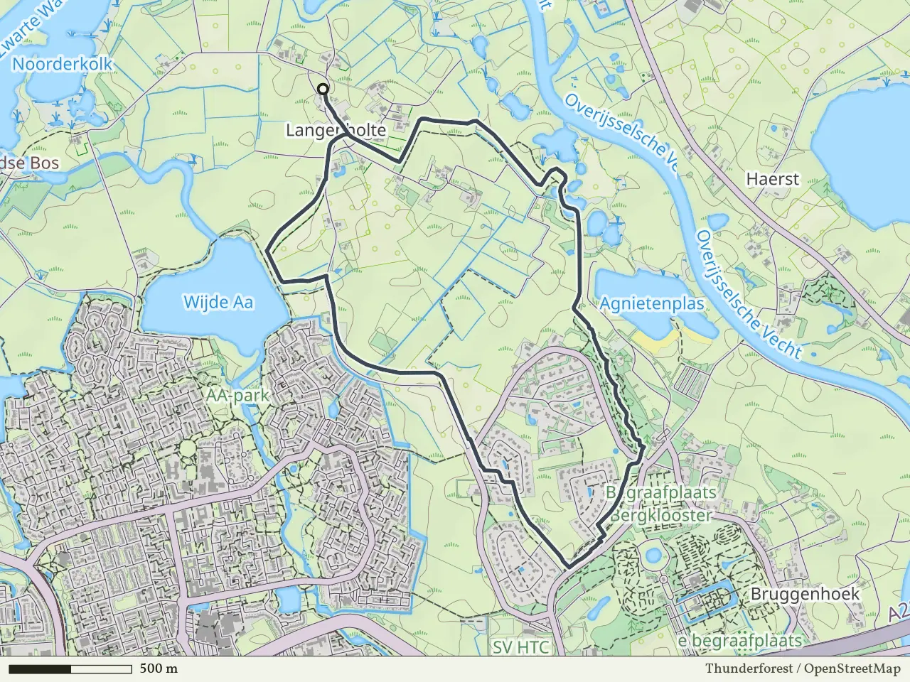 Gele route vanaf Langenholte, Zwolle