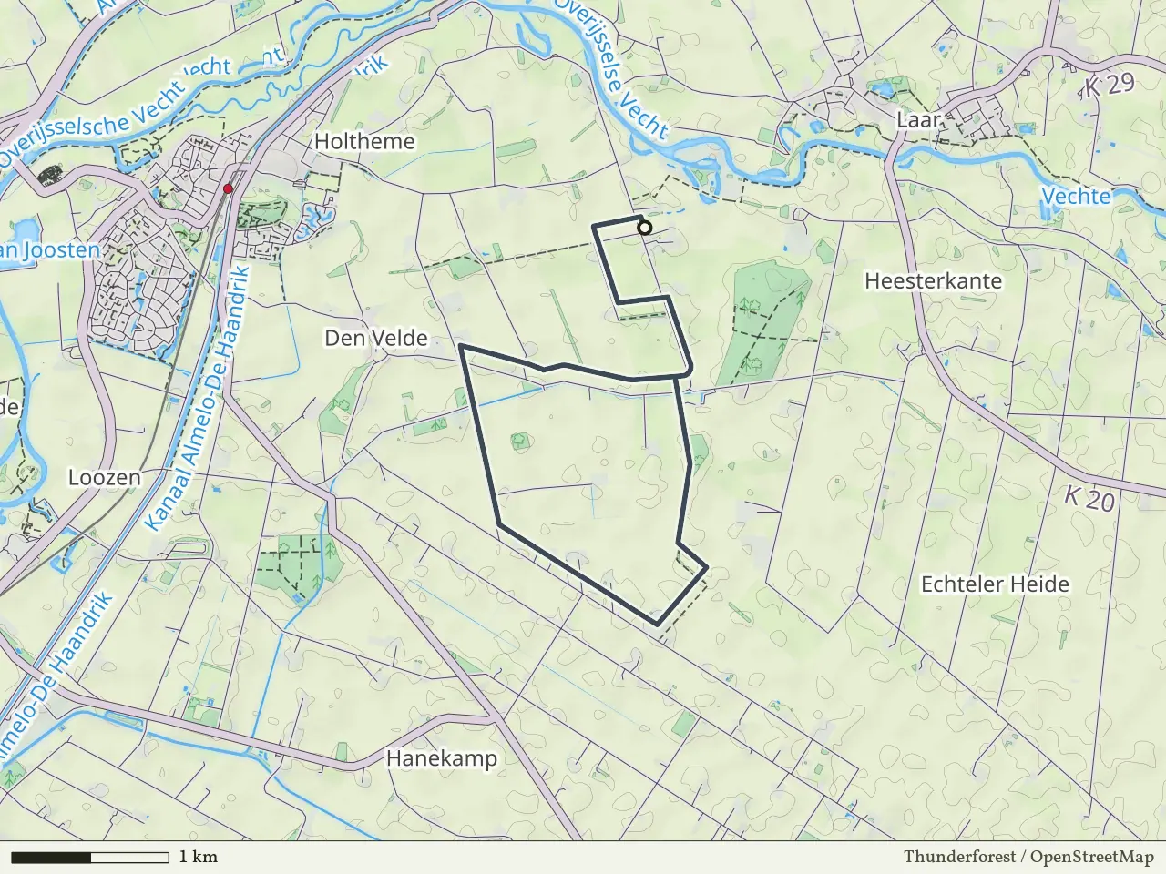 Paarse route vanaf Holthemerbroek, Hardenberg Oost