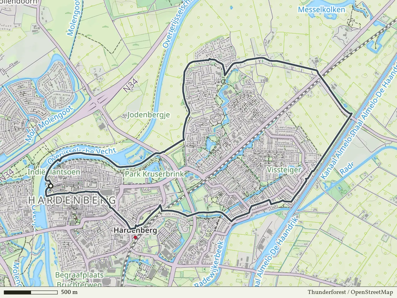 Oranje route vanaf Hardenberg, Hardenberg Oost
