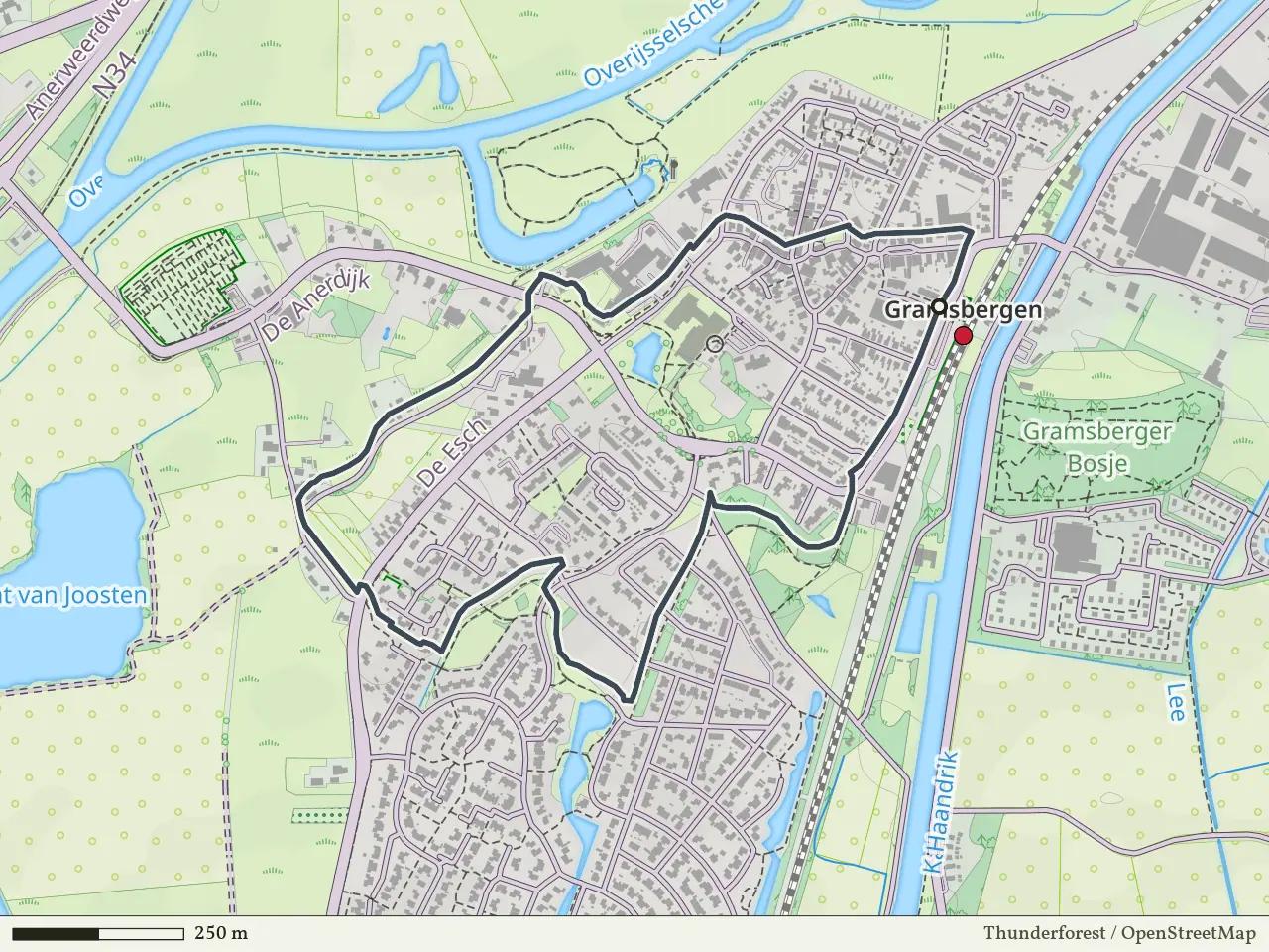 Rode route vanaf Gramsbergen, Hardenberg Oost