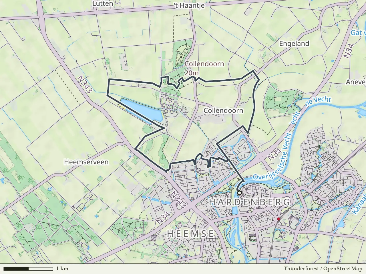 Blauwe route vanaf Hardenberg, Hardenberg Oost