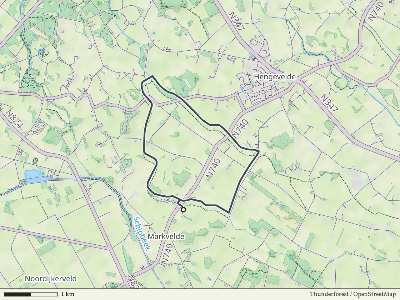 Rode route vanaf Markvelde, Markelo