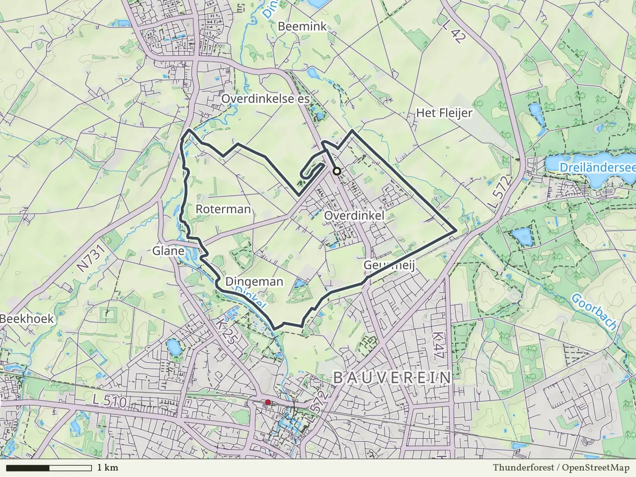 Rode route vanaf Overdinkel, Losser