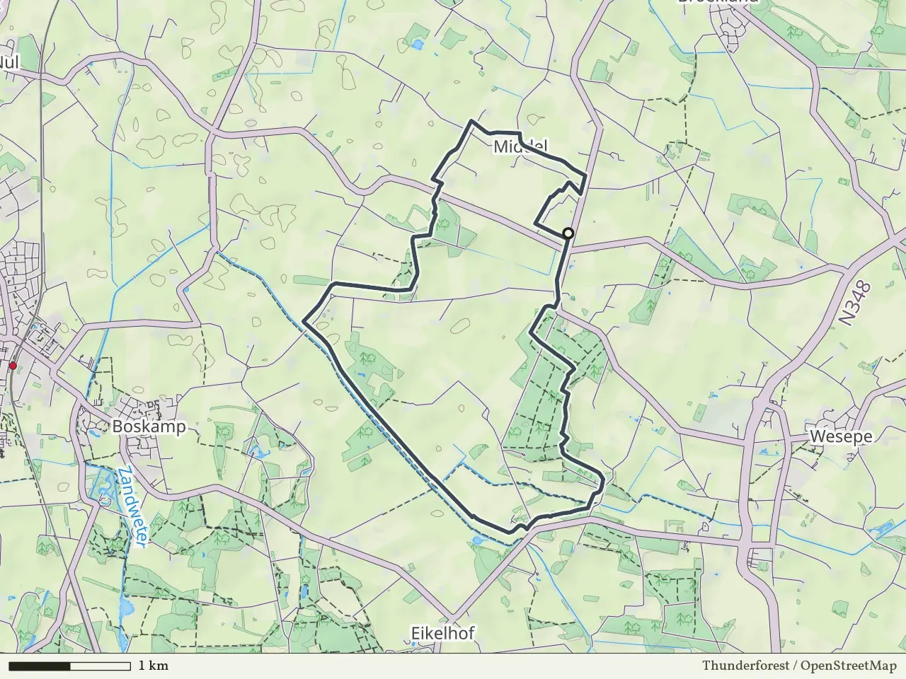 Oranje route vanaf Middel, Salland