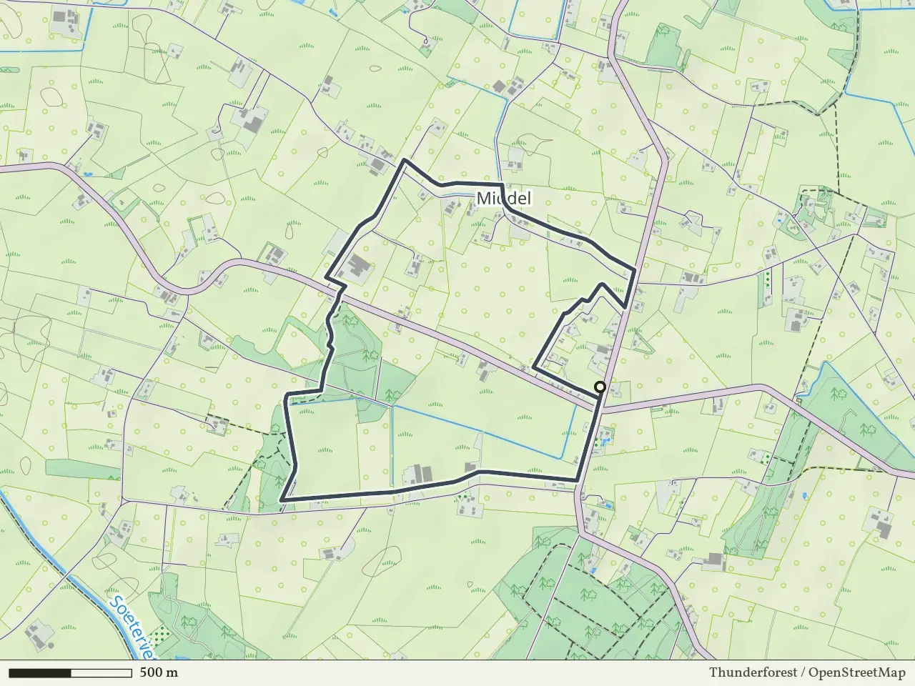 Rode route vanaf Middel, Salland