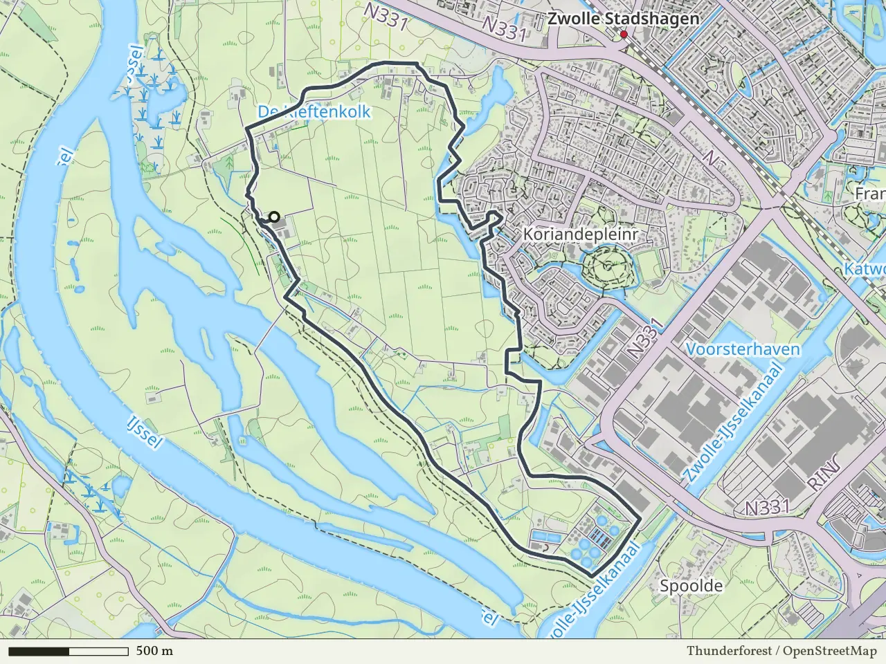 Groene route vanaf Vreugderijkerwaard, Zwolle