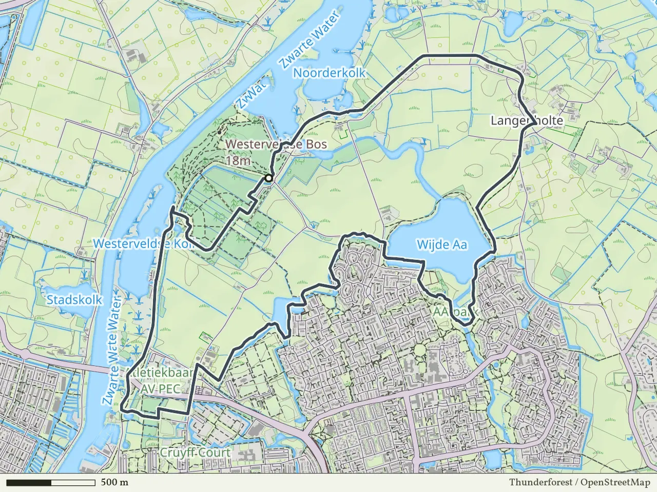 Blauwe route vanaf Westerveldsebos, Zwolle