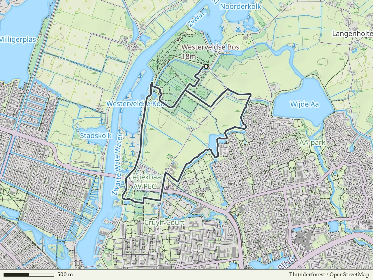 Oranje route vanaf Westerveldsebos, Zwolle