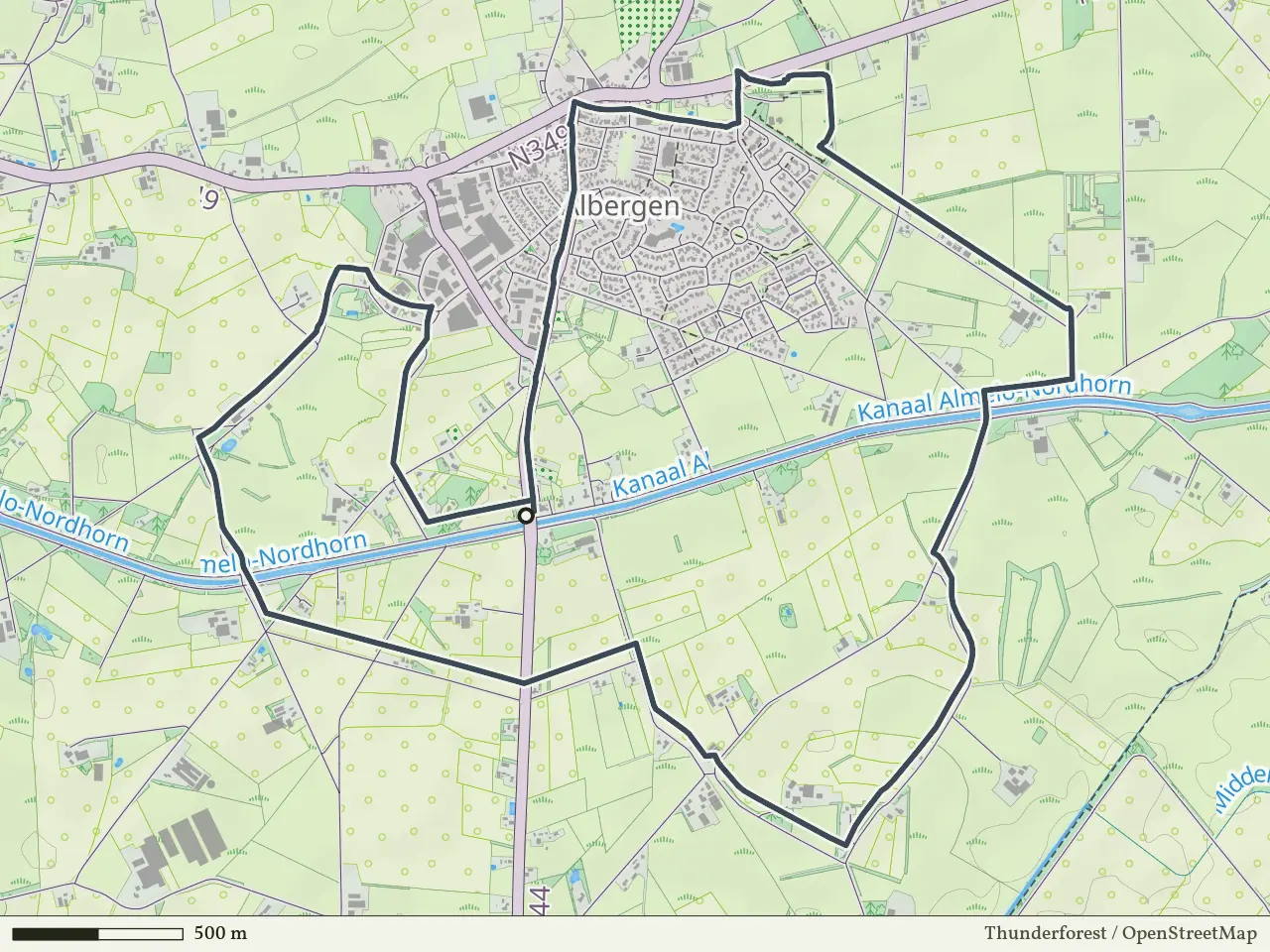 Gele route vanaf Demmershoek, Albergen