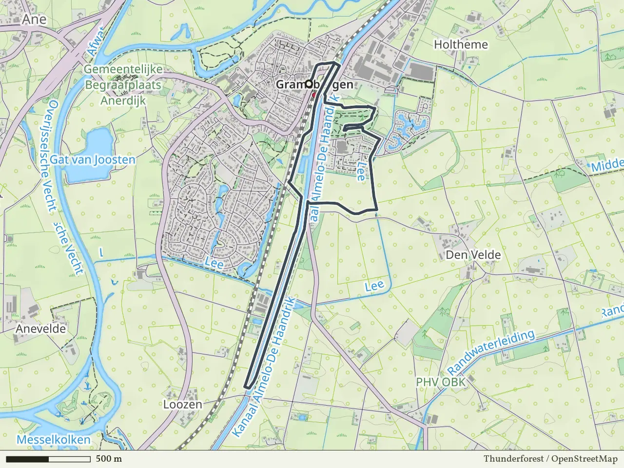 Paarse route vanaf Gramsbergen, Hardenberg Oost