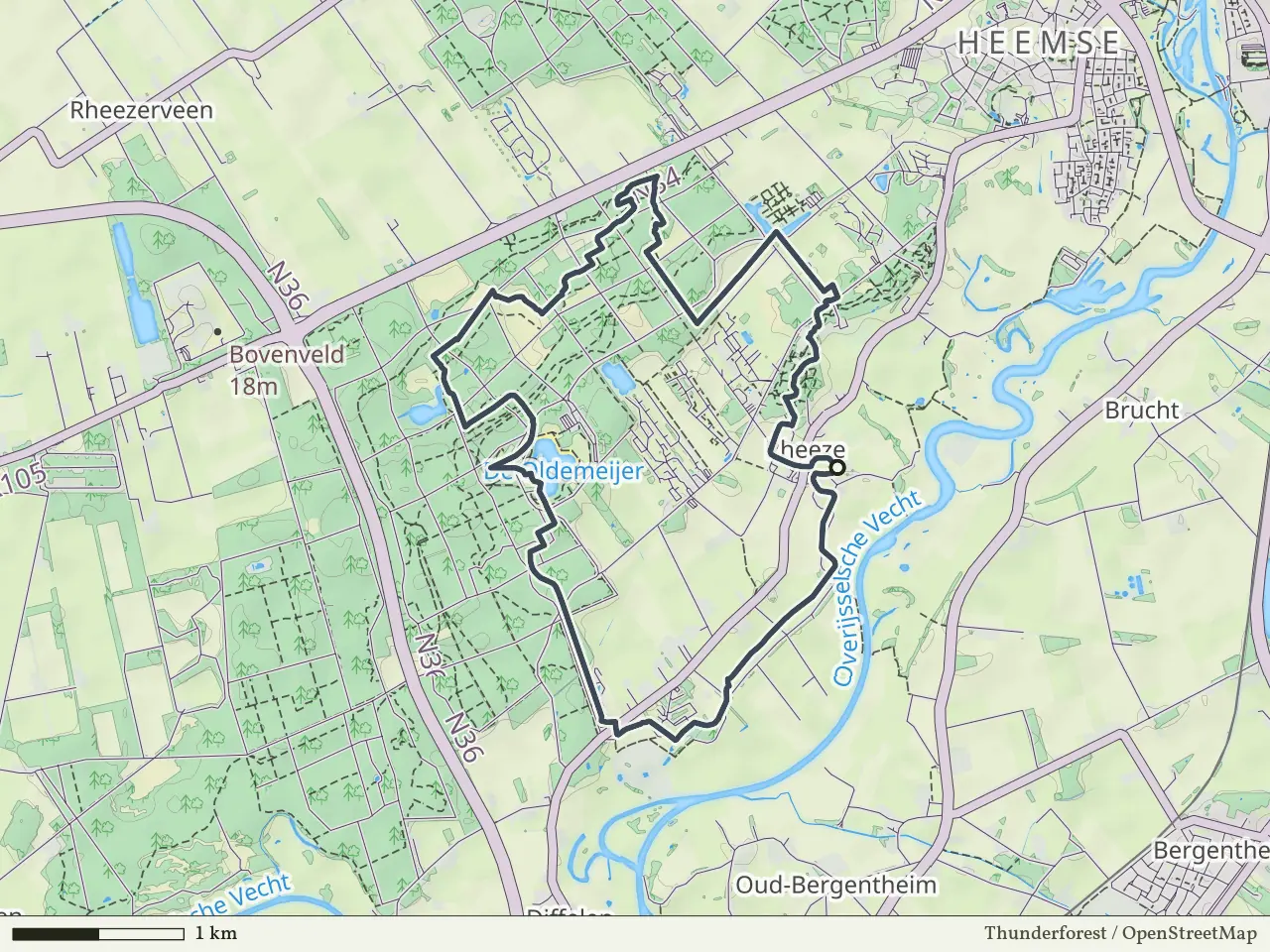 Gele route vanaf Rheeze, Hardenberg Oost