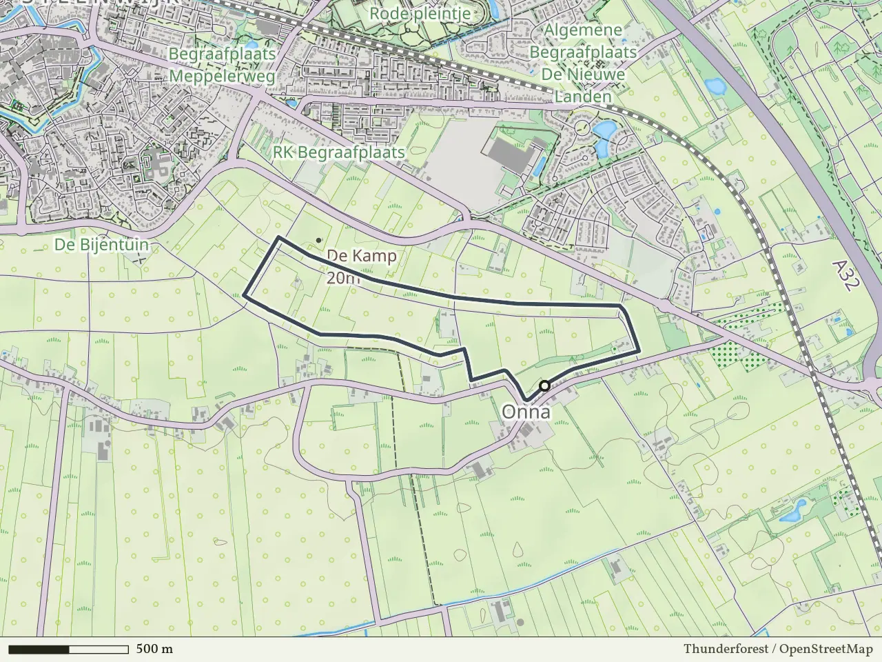 Rode route vanaf Onna, Weerribben-Wieden