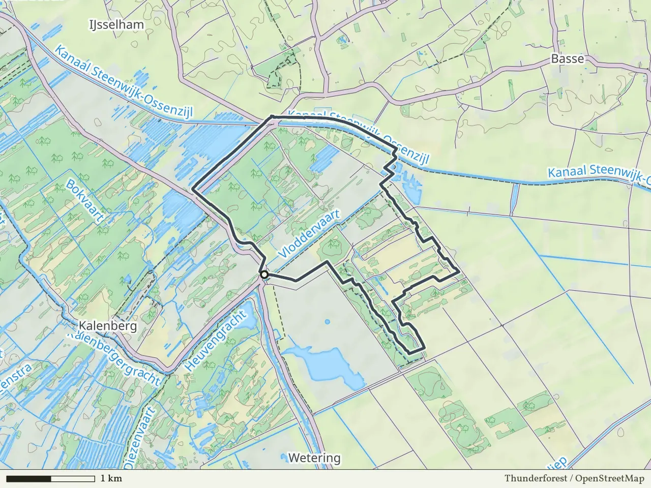 Rode route vanaf Flodderbrug, Wetering