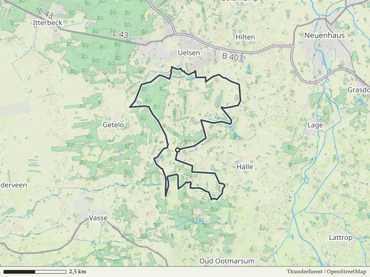 Paarse route vanaf Hesingen, Halle